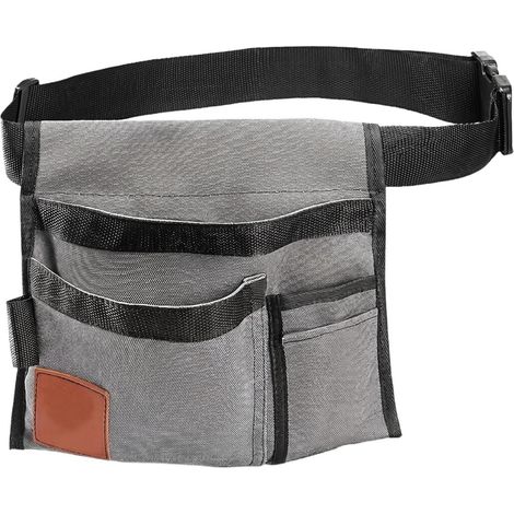 Sac banane de jardinage compact, idéal pour transporter vos outils. Tablier de jardinage compact, ceinture porte-outils, noir/gris (1/5)