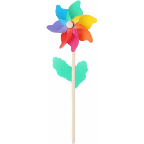 Moulin à Vent Enfant Jouets Bois bâton pelouse Jardin Ornements de Jardin coloré en Plein air Spinner - Moulin à Vent en Bois Moulin à Vent, Jardin de fête Maison décoration fête faveurs (1/5)