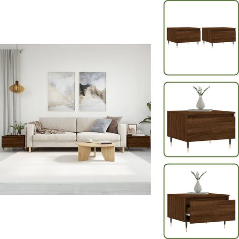 The Living Store Couchtische 2 Stk. Braun Eichen-Optik 50x46x35 cm Holzwerkstoff - Holzwerkstoff (1/5)