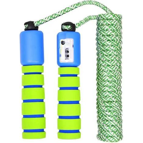 Children's jump rope with counter, adjustable jump speed, suitable for boys and girls' fitness exercise (green). (1/4)