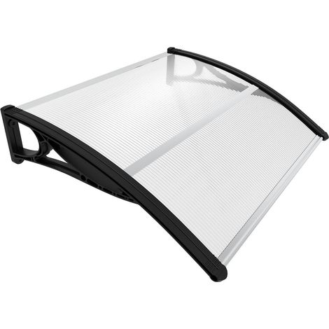 Vounot – Marquise auvent de porte 100x80cm – Polycarbonate 6mm résistant aux chocs – Cadre voûté en PPO avec support en aluminium – Anti-UV