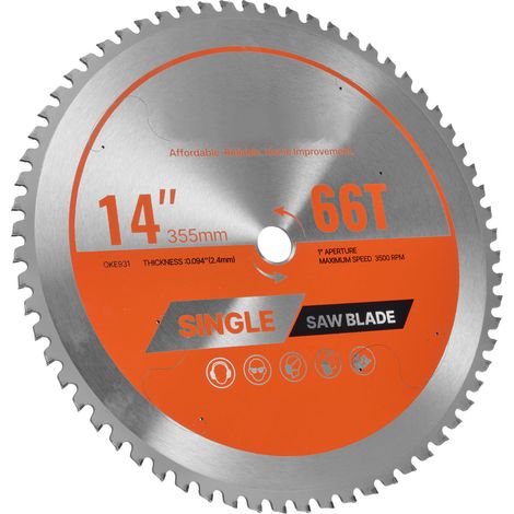 Mophorn Lama Circolare Ø 355 mm per Troncatrice, Disco da Taglio con 66 Denti, Spessore 2,4 mm, Ideale per Legno, Metallo, Alluminio e Acciaio (1/5)