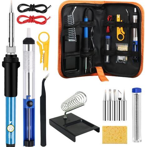 Outil de fer à souder électrique 60 W, outils de soudage à température réglable avec fil à souder, éponge à ventouse