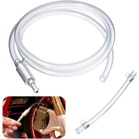 Purge De Frein De Moto Hydraulique Universel pour Moto, Purgeur de Freins Vélo Voiture Corps en Aluminium Durable, Tuyau Transparent en PVC, Adapté à Tous Types de Freins Hydrauliques, Blanc (1/5)