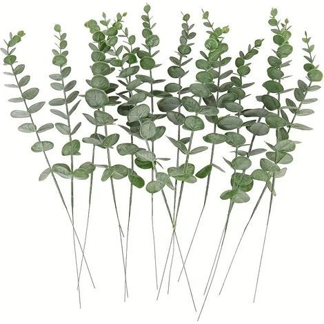 20 pezzi di rami di eucalipto artificiali, steli di eucalipto finti, foglie di eucalipto artificiali, pianta artificiale per decorazioni di matrimoni, casa e cucina, grigio-verde (1/5)