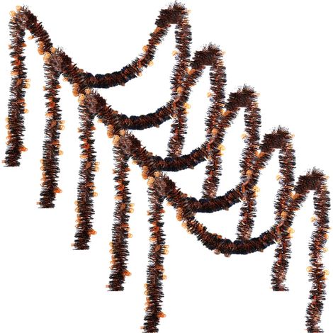5er Pack Halloween Glitter Metallic Lametta Girlande Metallic Lametta 2.8m /2 m Orange Lila Silber Glänzend Hängende Dekoration Dekorationen Indoor und Outdoor Partyzubehör, lila Fledermaus