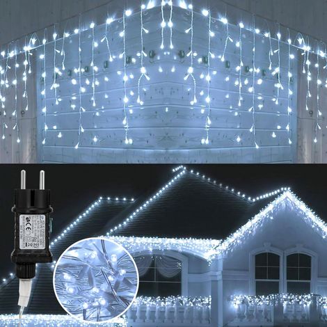 SWANEW 15m 400 LED Congelamento Pioggia Ghiacciolo Luci da Giardino di Natale Tenda Luci Leggiadramente. Bianco Freddo (1/5)