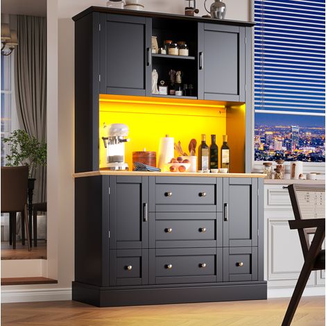 Armario alto con LED y app 3 cajones negro natural OKMYHOME (1/5)