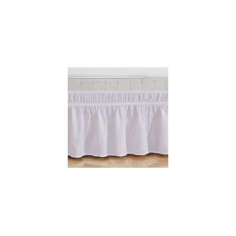 Couvre-lit extensible en polyester à volants, jupe de lit extensible (blanc crème : 120 x 200 + 40 cm) (1/3)