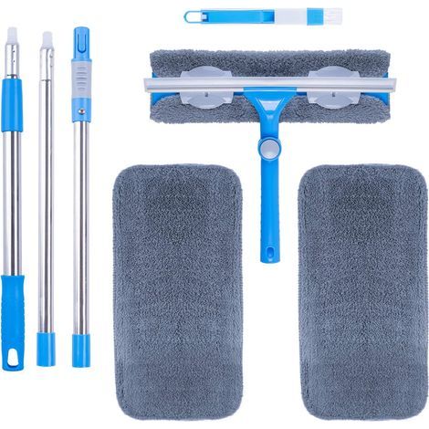 3-en-1 Nettoyeur de Raclette Vitre Kit(31CM) avec Manche Telescopique,Extensible Balai Lave vitre avec Raclette pour Fenêtres/Voiture (1/5)