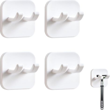 4 Pièces Supports de Rasoir pour la Douche Porte-Rasoir de Salle de Bain Crochets de Douche Auto-adhésifs Porte Rasoir  Sans Perçage