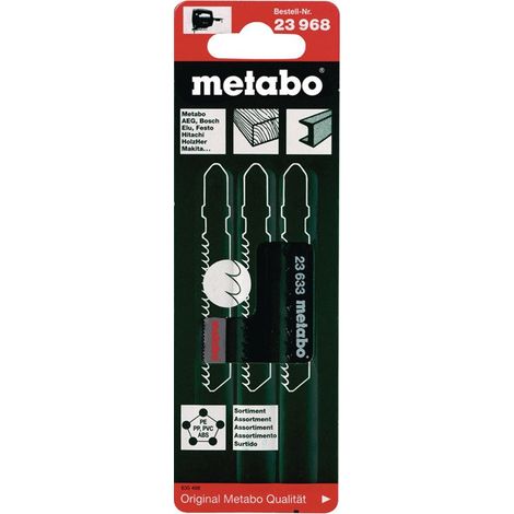Assortiment de lames de scie sauteuse 3 pièces 2xbois/1xmétal HCS/HSS pour bois/métal Metabo