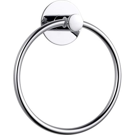 1 Porte-Serviettes Rond, Acier Inoxydable 304, Support Adhésif Sans Perçage, Pour Salle de Bain et Cuisine (1/5)
