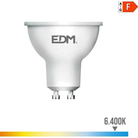 Bombilla LED EDM Dicroica GU10 7W 550lm 6400K Luz Fría 45° Ø5x5,5cm (1/3)