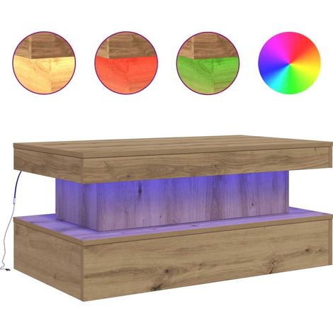 Maison Exclusive - Couchtisch mit LED-Leuchten Artisan-Eiche 90x5