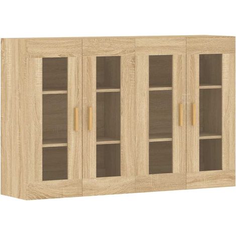 2 pcs Buffet,Bahut, Armoires murales chêne sonoma bois d'ingénierie CFW77941 (1/5)