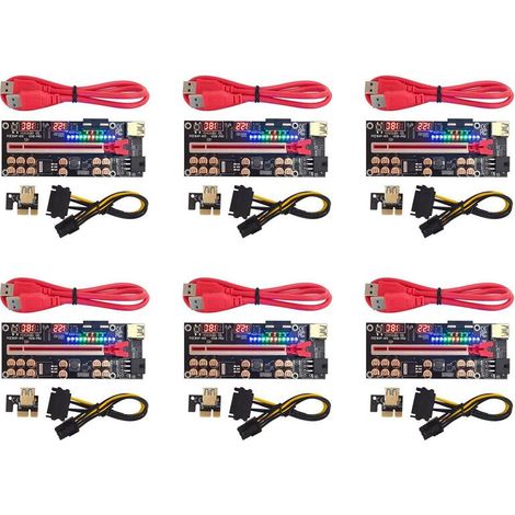 6X cable VER018 PRO PCI-E USB 3.0 018 PCI Express 1X a 16X PCIe adaptador extensión minería Bitcoin Rojo (1/5)