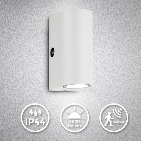 Telefunken - Applique murale LED d'extérieur avec capteur de crépuscule - lampe murale d'extérieur up & down 2 flammes GU10 5W détecteur de mouvement IP44 400lm 4000K couleur de lumière blanc neutre I