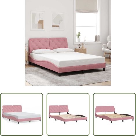 Kopfteil - Bettgestell ohne Matratze Rosa 140x200 cm Samt (1/5)