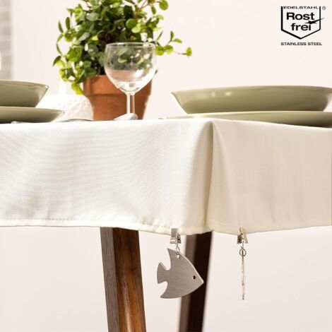 Juego de 8 pinzas para mantel de acero inoxidable - Peso aproximado: 40 g cada una (1/4)