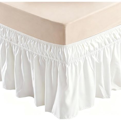 Bed Skirt with Ruffles Bed Cover 150 x 200 cm – Elastic Bed Linen with Elastic Bett Wrap Ruffle Bett Rock White Solid Bed Skirt for 40 cm High Beds (1/5)