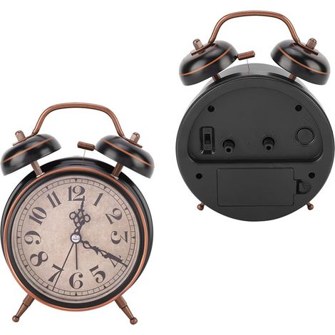 Réveil rétro 4en1 avec veilleuse, double sonnette, horloge de bureau pour maison (1/5)
