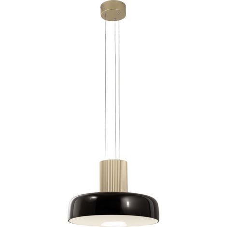 Suspension Led Lunar 26 W 3150 Lm Cct 2700 K/3000 K/4000 K, Structure En Métal Et Verre Soufflé, Intensité Variable Par Paliers, Noir - Lunar (1/3)
