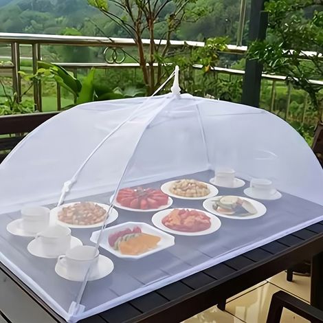 BelleRise - Cloche alimentaire pliable en acier inoxydable (40 x 60 cm) — Grande cloche anti-insectes bordée de dentelle (1/5)
