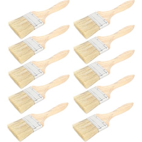 10 Pinceaux 2,5 pouces Laine Artificielle Manche Bois Peinture Vernis Colle Lot (1/5)