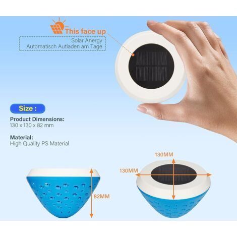 Lntyq Luci galleggianti per piscina, luci solari a LED per piscina, IP67 impermeabili e ricaricabili tramite USB, 4 colori e 6 modalità, lampada per piscina per vaso, spa, acquario, laghetto (1/4)
