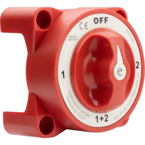 Interrupteur coupe-batterie double pour applications marines, 4 positions, 350 A max., 32 V, pour voitures, bateaux et véhicules, étanche et anti-inflammation. (1/5)