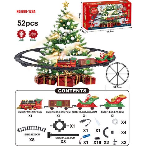 Treno di Natale Decorativo Elettrico 52 Pezzi con Binari Sospesi, Luci e Musica – Design Vintage Elegante in Metallo – Ideale per Albero e Interni (1/5)