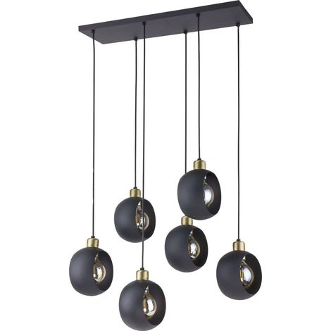 Orno Lampe Suspendue Moderne Noir 6 Ampoules E27
