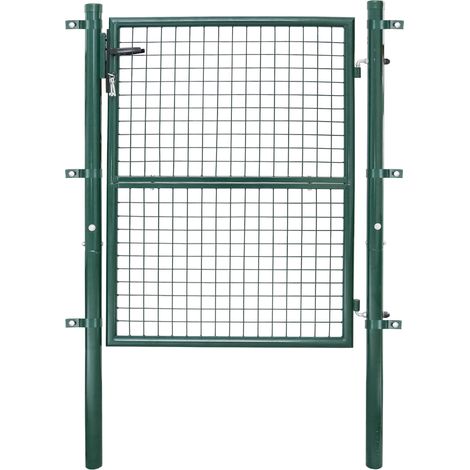SWANEW Cancello da giardino in acciaio zincato, recinzione Con serratura e 3 chiavi Cancello da giardino 125100CM Vert (1/5)