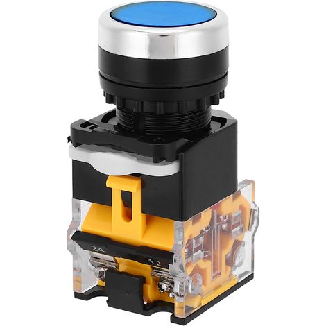 Lot de 5 interrupteurs à bouton-poussoir autobloquants de 22 mm, 37 V-440 V, sans voyant bleu (1/5)