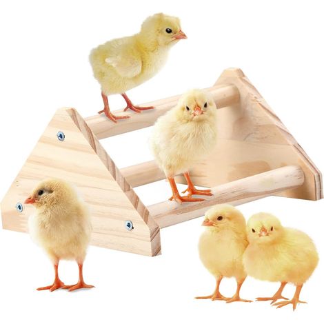 Chicken Perch Strong Pine Wooden Chick Jungle Gym Roosting Bar, Chick Perch Toys for Coop and Brooder for Large Bird Baby Chicks Parrot (Small) (1/5)