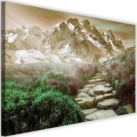 Cadre déco Montagnes avec brouillard 90x60 (1/5)