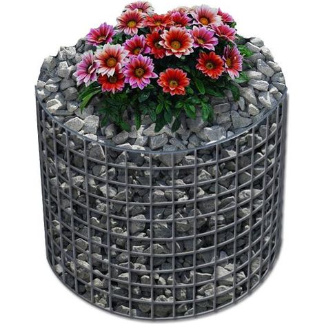 Jardinière ronde en gabion 62 cm – Hauteur 50 cm – Maille 5 x 5 cm – Épaisseur 10 cm – Acier galvanisé durable – Gabiona (1/3)