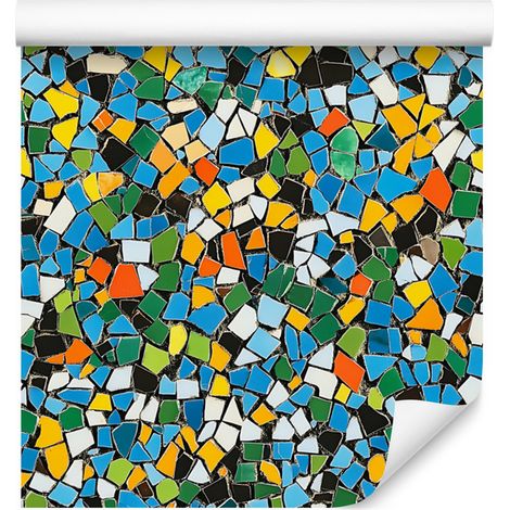 Papier peint mosaïque coloré turquoise et jaune pour le salon et la chambre 50x1000 cm (1/5)