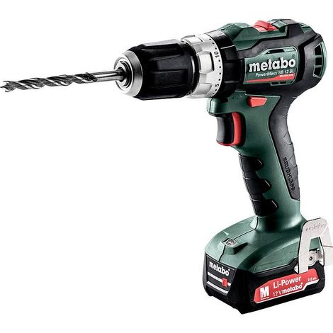 Perceuse à percussion 12V avec 2 batteries 2.0Ah – Moteur Brushless – Couple 45Nm pour maçonnerie – Coffret de transport metaBOX - SB 12 BL (1/6)
