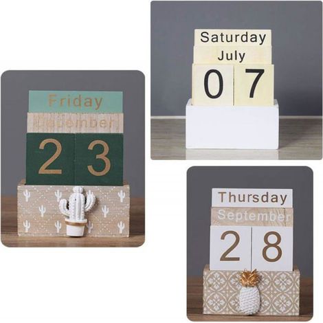 Calendrier Perpétuel - En Bois - Pour Bureau Maison Café - 1 Pièce (1/5)