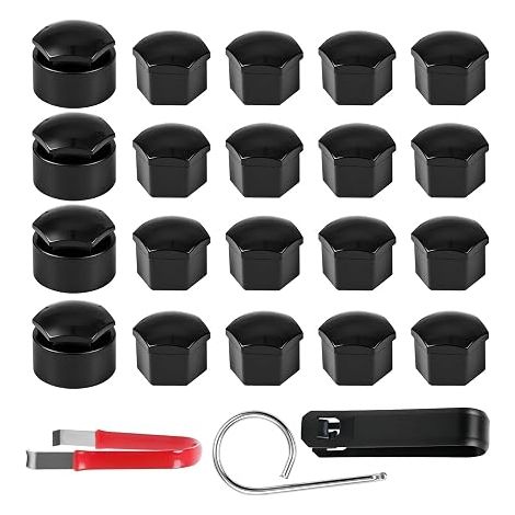Cache Ecrou 17mm Voiture avec Cache Écrou Noir Cache Boulon (1/5)