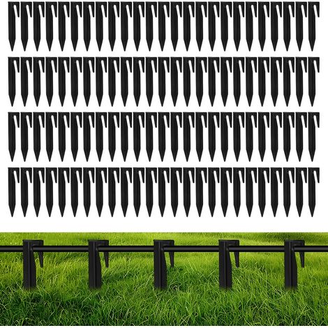 100 Pcs Robotic Lawn Mower Wire Pegs, 8.5cm Cable Fixing Pegs Peripheral Anchor Pegs Heavy Duty Plastic Garden Stakes Compatible with Gardena Husqvarna Worx Bosch (1/5)