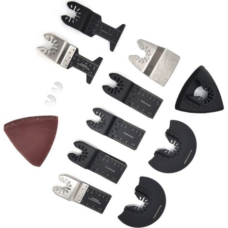 Lame de scie oscillante acier haute carbone, coupe droite, kit multi-outils bois avec pelle et papier abrasif (1/5)