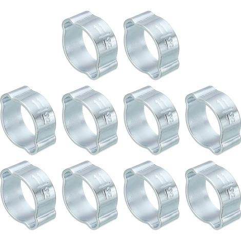 30 Pièces 11-13mm Collier de Serrage Double Oreille O Clips, Acier Inoxydable Anneaux à Sertir en Acier Galvanisé Connexions de Tuyaux Piscine Jardin Tube Eau Gaz, Ton Argenté (1/5)