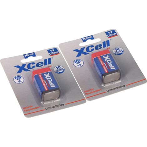 2x XCell Lithium 9V Block 1200 mAh 6AM6 im 1er Blister (1/5)