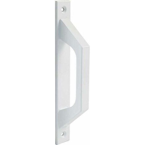 Poignée droite en aluminium blanc pour portes coulissantes ou pliantes - 198 x 25 x 40 mm. Une poignée entièrement fonctionnelle et confortable. (1/4)