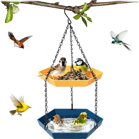 Abreuvoir Oiseaux, Suspendre Mangeoire Oiseaux Exterieur Et Bain d'oiseaux, Abreuvoir à Oiseaux Suspendu pour Jardin Balcon (1/5)