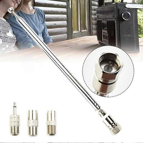 Antenne télescopique de remplacement monobloc, compatible avec la télévision, la radio, la radio DAB, la radio AM/FM, antenne télescopique universelle, longueur 75 cm. (1/4)