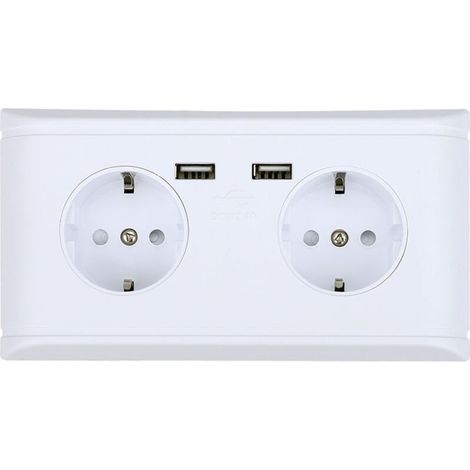 Multifunctional EU Plug wall socket with dual USB ports for phone charging, 250V (1/5)